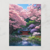 Klein Japans heiligdom in Sakura Shades Briefkaart (Voorkant)
