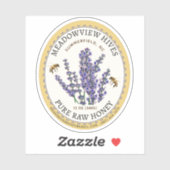 Klein Jar Ovaal Lavendel Honing Label met Bee (Vel)