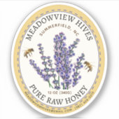 Klein Jar Ovaal Lavendel Honing Label met Bee (Voorkant)