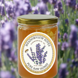 Klein Jar Ovaal Lavendel Honing Label met Bee