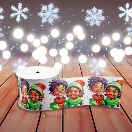  klein jongetje en meisje kerst satijnen lint