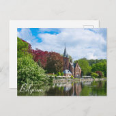 Klein kasteel bij het meer in Brugge, België Briefkaart (Voorkant / Achterkant)
