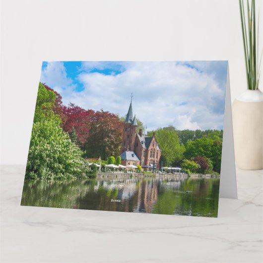 Klein kasteel bij het meer in Brugge, België Kaart (Achterkant)