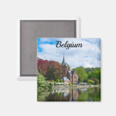 Klein kasteel bij het meer in Brugge, België Magneet (Voorkant / Achterkant)