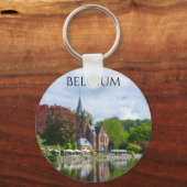 Klein kasteel bij het meer in Brugge, België Sleutelhanger (Voorkant)