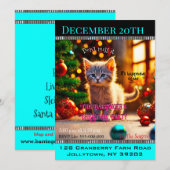 Klein Kat Jaarlijks Familie Schattige Kerstfeest Kaart (Voorkant / Achterkant)