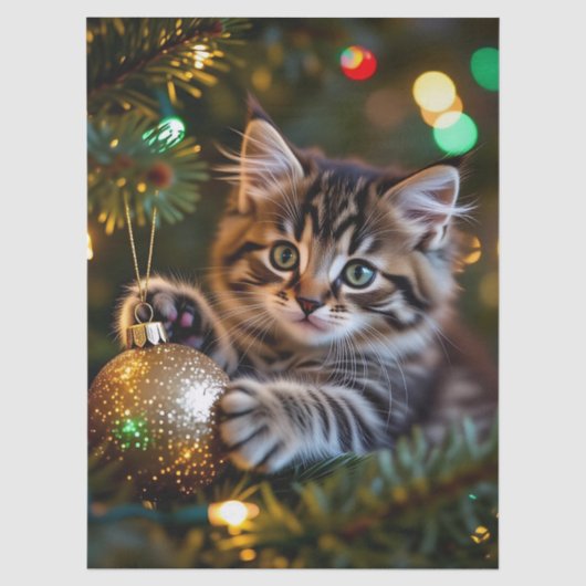 Klein Katje op Kerstboom Tissuepapier (Voorkant)