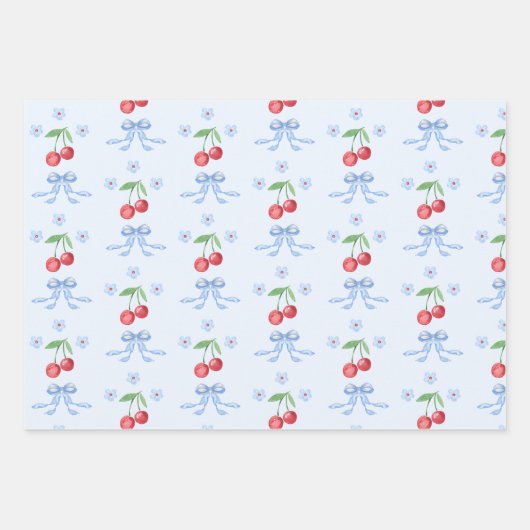 Klein kersenblauw grillig Baby shower Inpakpapier Vel (Voorkant 3)