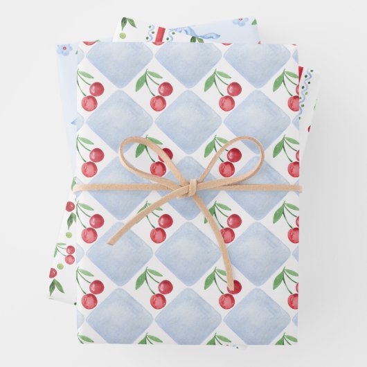 Klein kersenblauw grillig Baby shower Inpakpapier Vel (In situ)