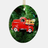 Klein kerst ornament met rode pick-up truck (Rechts)