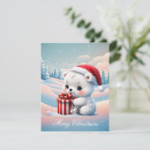 Klein Kerst polar beer Feestdagenkaart (Staand voorkant)