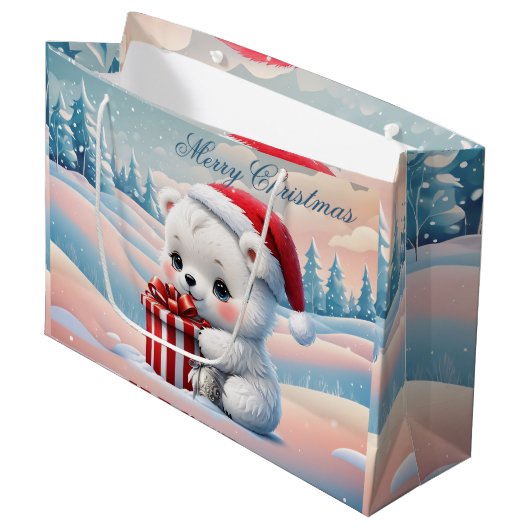 Klein Kerst polar beer Groot Cadeauzakje (Voorkant Gekanteld)