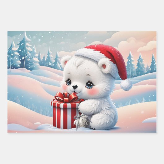 Klein Kerst polar beer Inpakpapier Vel (Voorkant 3)