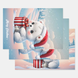 Klein Kerst polar beer Inpakpapier Vel