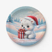 Klein Kerst polar beer Papieren Bordje (Voorkant)