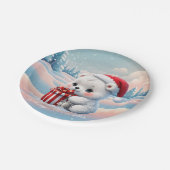 Klein Kerst polar beer Papieren Bordje (Gekanteld)