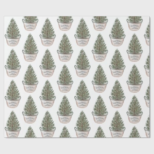 Klein Kerstboompatroon Cadeaupapier (Vlak)