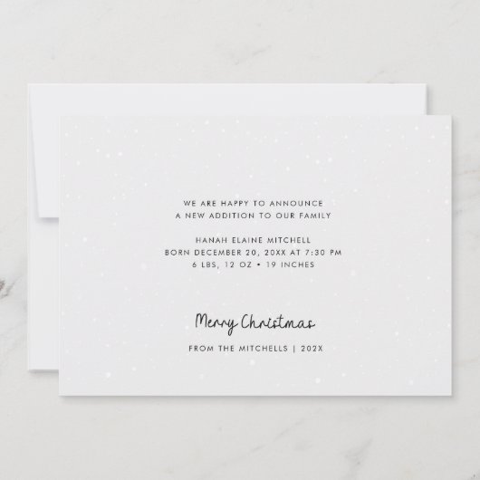 klein kerstcadeautje voor geboorte aankondiging (Achterkant)