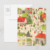 Klein kerstdorp feestdagenkaart (Voorkant / Achterkant)