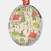 Klein kerstdorp metalen ornament (Links)