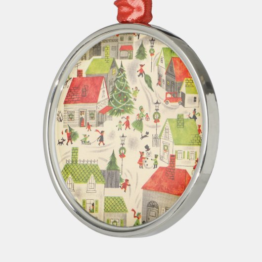 Klein kerstdorp metalen ornament (Links)