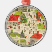 Klein kerstdorp metalen ornament (Voorkant)