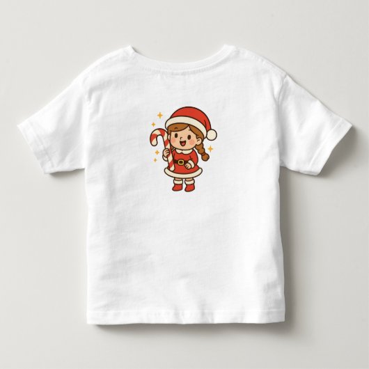 Klein Kerstmanmeisje met Kerststok Kinder Shirts (Achterkant)