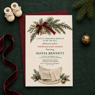 Klein Kerstwonder Rustieke Baby Shower Kaart