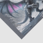 Klein kind meisje en gigantische draak in besneeuw tissuepapier (Detail)