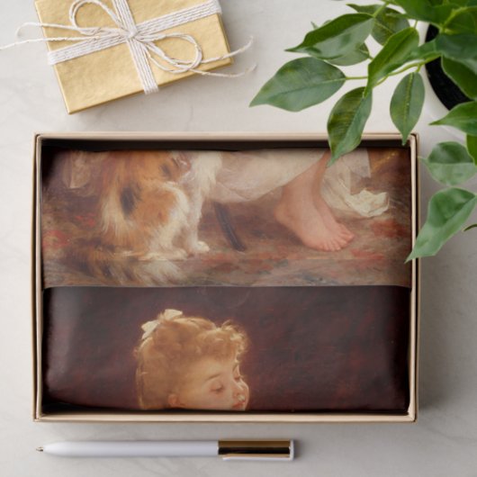 Klein kind met keuken spelen (1893) tissuepapier (Geschenk)