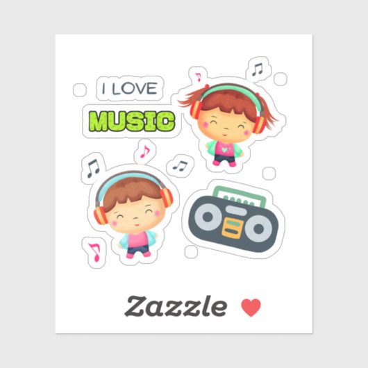Klein kinder met muziek sticker (Vel)