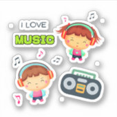 Klein kinder met muziek sticker (Voorkant)