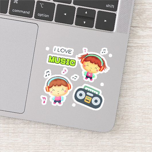 Klein kinder met muziek sticker (Detail)