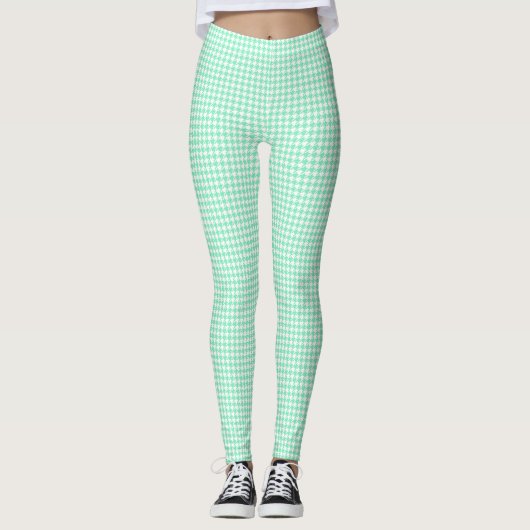 Klein klassiek Mint Pepita Houndstooth Patroon Leggings (Voorkant)