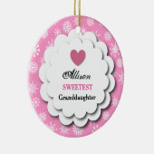 Klein kleindochter Roze witte neusvlokken C08 Keramisch Ornament (Rechts)