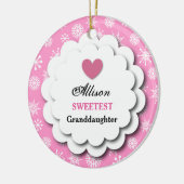 Klein kleindochter Roze witte neusvlokken C08 Keramisch Ornament (Links)