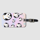 Klein kleurrijk pastelkleurig pinguïn verlooppatro bagagelabel (Voorkant (horizontaal))