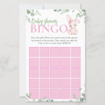 Klein Konijn Baby Meisje Bingo Baby Shower Spel