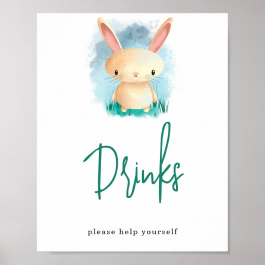Klein Konijn - Drinken Poster (Voorkant)