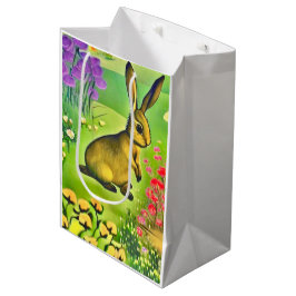 Klein konijn in bloemen medium cadeauzakje