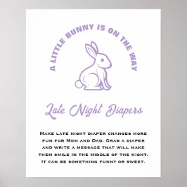 Klein konijn Pasen Baby Shower Late Night Luiers Poster