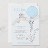 Klein konijntje met ballon Schattig jongensfeestje Kaart (Voorkant)