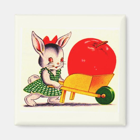 klein konijntje met grote appel magneet (Voorkant)