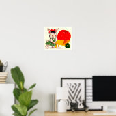 klein konijntje met grote appel poster (Thuiskantoor)