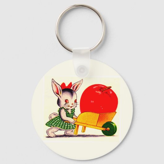 klein konijntje met grote appel sleutelhanger (Voorkant)