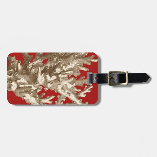 Klein koraal in rood bagagelabel (Voorkant horizontaal)