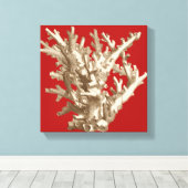 Klein koraal in rood canvas afdruk (Insitu (Houten vloer))