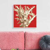 Klein koraal in rood canvas afdruk (Insitu (Woonkamer))