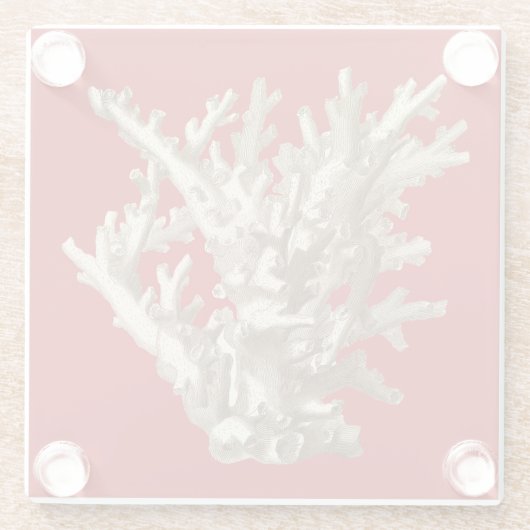 Klein koraal in rood glazen onderzetter (Achterkant)