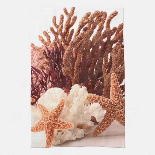 Klein koraal Star Fish Sand Ocea Kitchen Dish Towe Theedoek (Verticaal)